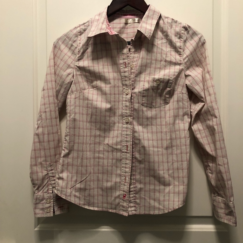 Old Navy Light Pink Plaid Button Top XS